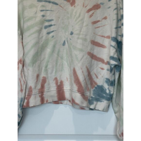 Z Supply Tie Dye Cropped Sweatshirt White Red Blue Size Medium - Picture 5 of 7